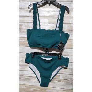ZAFUL Textured Scalloped High Waisted Bikini Swimsuit Set- XXL